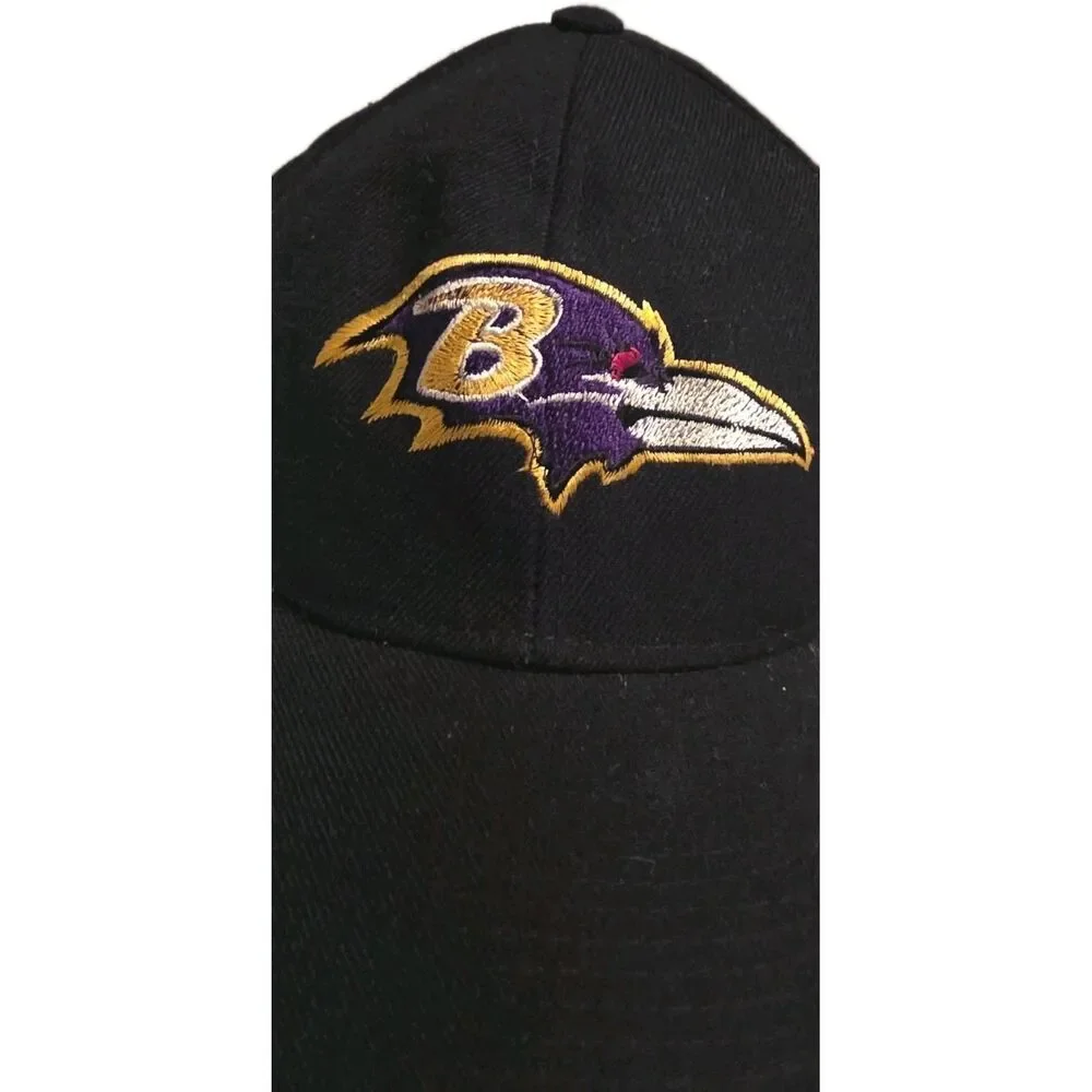 Baltimore Ravens NFL Hat Black Adjustable Baseball Cap H.M. Caps Side Patch Logo